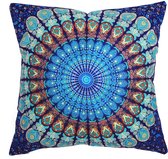 Kussenhoes Fay Mandala | Boho | Hippie | Ibiza | Blauw | 45 x 45 cm | Exclusief binnenkussen