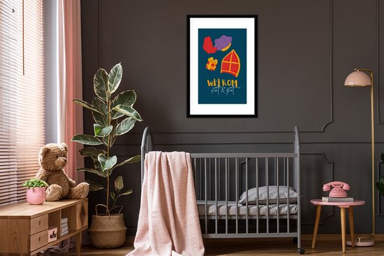 Cadre photo avec affiche - Sinterklaas - Sint - Quotes - Welcome Sint and Piet - Enfants - Garçons - Filles - Enfant - 60x90 cm - Cadre pour affiche