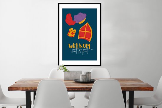 Cadre photo avec affiche - Sinterklaas - Sint - Quotes - Welcome Sint and Piet - Enfants - Garçons - Filles - Enfant - 60x90 cm - Cadre pour affiche