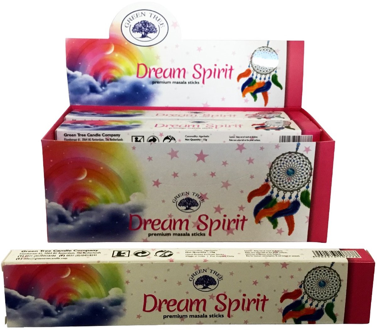 Dream spirit Green Tree wierook – 180 geurstokjes van 15 gram - Gems and Giftshop