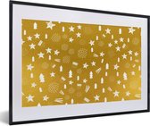 Cadre photo avec affiche - Noël - Or - Motif - 60x40 cm - Cadre pour affiche - Décorations de Noël - Décoration de Noël pour l'intérieur - Noël