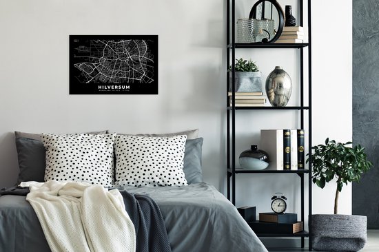 Affiche avec cadre Carte - Hilversum - Pays- Nederland - 60x40 cm