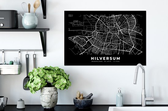 Affiche avec cadre Carte - Hilversum - Pays- Nederland - 60x40 cm