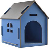 Houten hondenhok voor binnen en buiten | hondenbox van hout voor grote honden | hondenhuis | hondenbed | weerbestendig en krasbestendig | Blauw