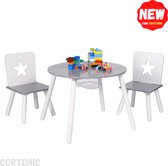 Cortonic Kindertafel 2 Stoelen - Activiteiten Tafel - Speeltafel voor Kinderen - Kindertafel voor Baby’s & Peuters - Kindereethoek - Kinderbureau - Kindertafel en Stoeltjes - Grijs
