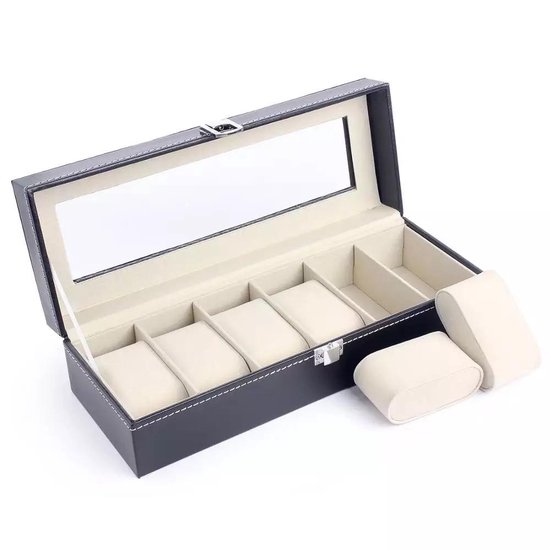 Boîte à montres en cuir de Luxe - Convient pour les Montres et les Bijoux-  6 Montres/... | bol.com