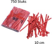750 Sluitstrips Rood - Cadeauverpakking - Twistdraad - 10 cm - Bindstrips