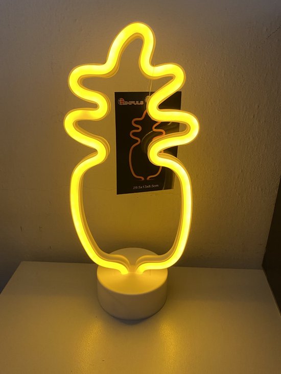 LED ananas met neonlicht - oranje neon licht - hoogte 29.5 x 20 x 8.5 cm -  Tafellamp -... | bol.com