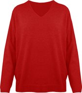 Trui Lauren - Zachte Basic Trui met V-hals - Dun Gebreid - Rood