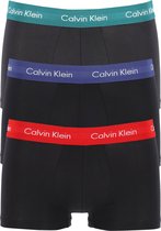 Calvin Klein low rise trunks (3-pack) - lage heren boxers kort - zwart met gekleurde tailleband -  Maat: M