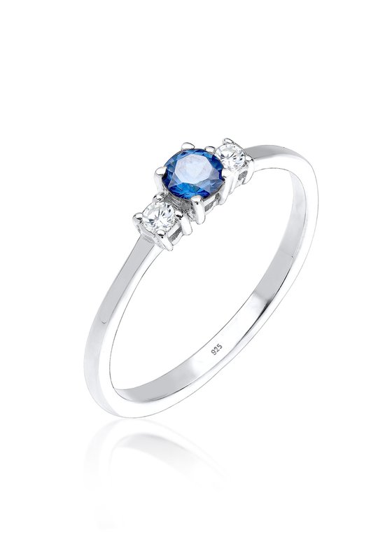 Bagues pour femmes Elli Bagues de fiançailles pour femmes Saphir synthétique avec cristaux de zircone en Argent sterling 925