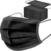 100 stuks zwarte wegwerpgezichtsmaskers, ademend, stofmasker, rekbare elastische oorlussen
