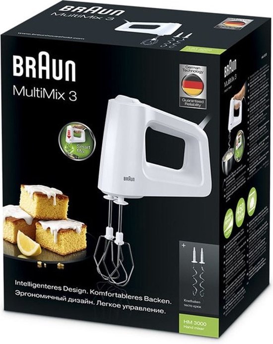 Overige kenmerken - Braun 0X22211006 - Braun HM3000 MultiMix 3 Handmixer Wit