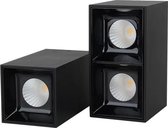 ABC | Opbouwspot dubbel - Vierkant - Zwart - 18W - LED