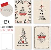 Kerstkaarten - kaartenset - ansichtkaarten - Kerst karton - 12 stuks - wenskaarten - Kimago.nl