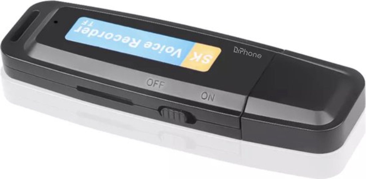 DrPhone DVR2 - Geluidsrecorder - Voicerecorder- Ruisonderdrukking - USB 2.0 met ondersteuning Micro SD - Inclusief 32GB - Zwart