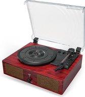 LifeGoods Platenspeler - LP-Platen / Bluetooth / AUX / USB - Ingebouwde Speakers - Houten Look - Claret Violet