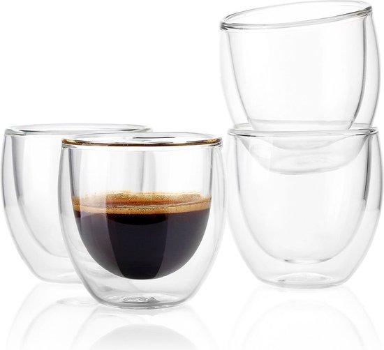 Sybra Dubbelwandige Koffieglazen - 2x 250ml - Theeglazen - Dubbelwandige theeglazen - Cappuccino glazen