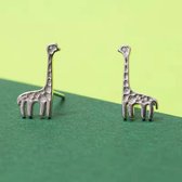Gading® meisje oorknoppjes - dames oorknoppen met giraffe 12mm - 6mm- 925 zilver