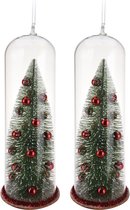2x morceaux de sapin de Noël rouge en cloche Décorations de Noël décoration à suspendre 22 cm