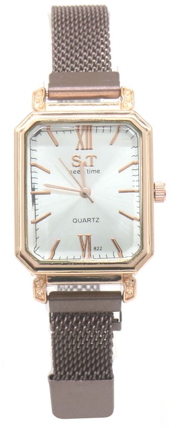 Horloge Mesh - Kast 30x25 mm - Metaal - Quartz - Bruin
