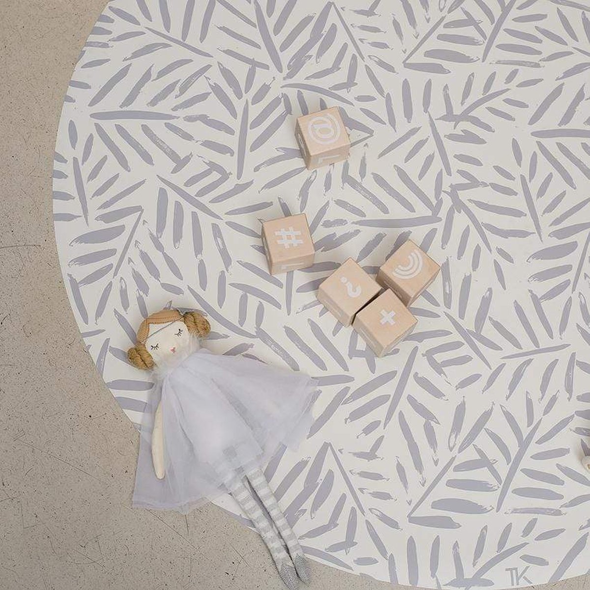 Duurzame Luxe Knoeimat Kinderstoel Placemat Vloer 105 cm Stone Leaves