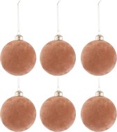 Doos Van 6 Kerstballen Fluweel Glas Oud Roze Small