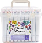 American Crafts Sketch Markers - Dubbele Punt - Value pack Doos - 60 stuks