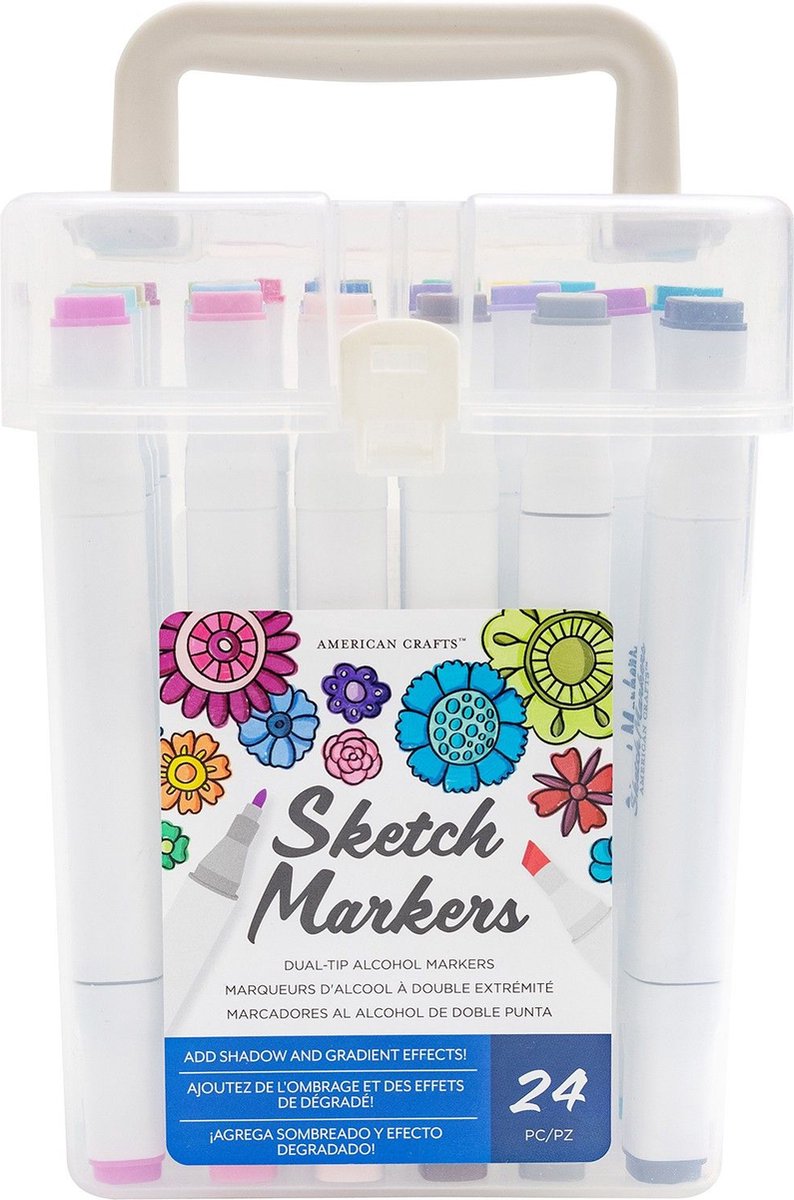 American Crafts Sketch Markers - Dubbele Punt - Value pack Doos - 24 stuks