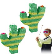 Relaxdays 2 x pinata cactus - piñata - verjaardag - zelf vullen - groen - kinderen