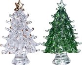 BaykaDecor - Luxe Kristallen Kerstbomen Set van 2 - Kerstboom Swarovski Replica Woondecoratie - Kerstversiering - Kerstcadeau 6 cm