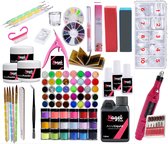 Acrylnagels Set | Nepnagels | Acryl Nagels Kit Starterspakket | Basispakket | Nail Art Pakket | Elektrische nagelvijl | 60 kleuren Acryl Poeders/Glitters | 500 Franse Tips | Acryli