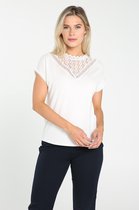Cassis - Female - T-shirt met knoopwerk  - Ecru