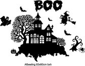 Raamsticker Halloween Spookhuis Humor Griezelen Spook Pompoen Vleermuis Heks Statisch Herbruikbare Raamfolie  Kleur Zwart