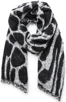 Dielay - Warme Sjaal - Giraffe en Zebra - 180x65 cm - Zwart en Wit