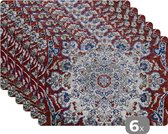 Placemat - Placemats kunststof - Perzisch Tapijt - Vloerkleed - Mandala - 45x30 cm - 6 stuks - Hittebestendig - Anti-Slip - Onderlegger - Afneembaar