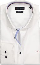 Tommy Hilfiger Classic slim fit overhemd - wit (contrast) - Strijkvriendelijk - Boordmaat: 40