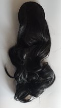 Clip in Haarband met haar haarstuk lang slag zwart