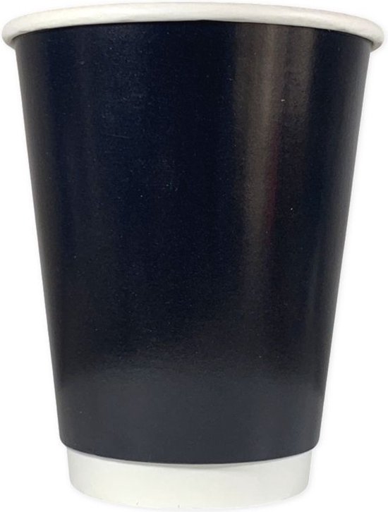 100 Stuks x Koffiebeker - Karton/PE Dubbelwandig 14 oz Zwart - Zwart Koffiebekers - Black Coffee Cups - Double Wall - Cups - Beker to go -  Take Away Bekers - Black Coffee Cup