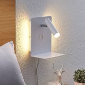 Lucande - LED wandlamp - 2 lichts - staal, kunststof - H: 20 cm - wit, chroom - Inclusief lichtbronnen