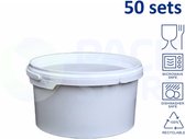50 x ronde witte emmers met deksel - 3,5 liter met garantiesluiting - geschikt voor diepvries en vaatwasser - geschikt voor food & non-food - geproduceerd in Nederland!