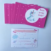 Uitnodiging kinderfeestje - unicorn - roze - 10 stuks - invulkaart - meisje - inkollors - confetti - Inkollors - verjaardag