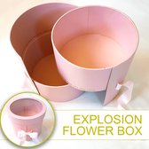 LOVELO®️ Explosion Flower Box 2-delig ROND - Luxe Geschenkdoos - Flowerbox - Giftbox - Explosion Box - Roze - Exclusief Zeep Rozen