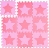 Relaxdays 9x speelmat foam sterren - puzzelmat - speelkleed - vloermat schuim - roze-paars