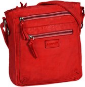 Justified Bags® Carmen - Schoudertas - Crossbody Tas - Top Zip - Leer - Rood - 20x5x23cm