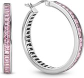 Juwelier Emo - Oorringen Zilver met Roze Zirkonia stenen – Zilver 925 - Diameter 40 MM - 4.5 MM Dik