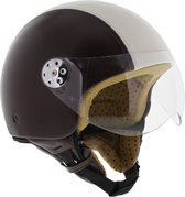 MT Retro helm leer donker bruin wit L
