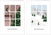 KimsKaartjes - Set van 10 gevouwen kerstkaarten incl. enveloppen - Fijne feestdagen