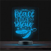 Led Lamp Met Gravering - RGB 7 Kleuren - Peace Love Rescue
