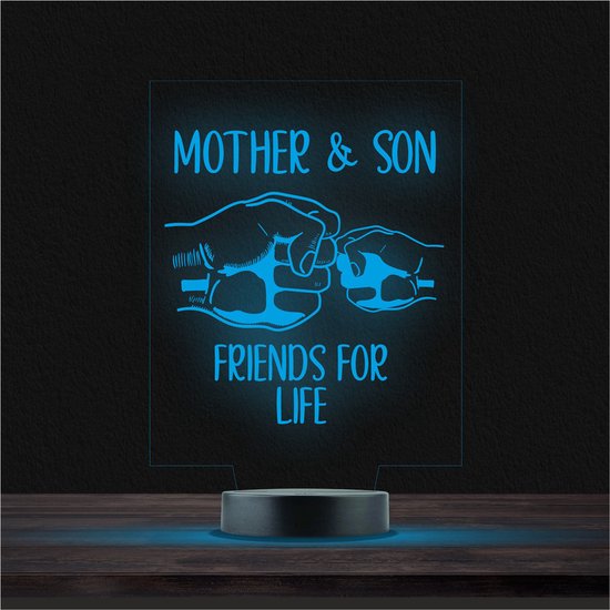 Led Lamp Met Gravering - RGB 7 Kleuren - Mother & Son